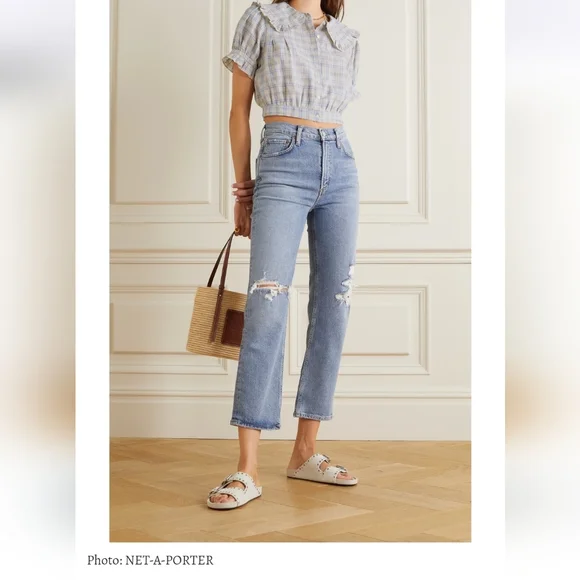 Dôen Sparrow Top In Blue Meadowlark Plaid Ramie Size Small - Picture 3 of 16